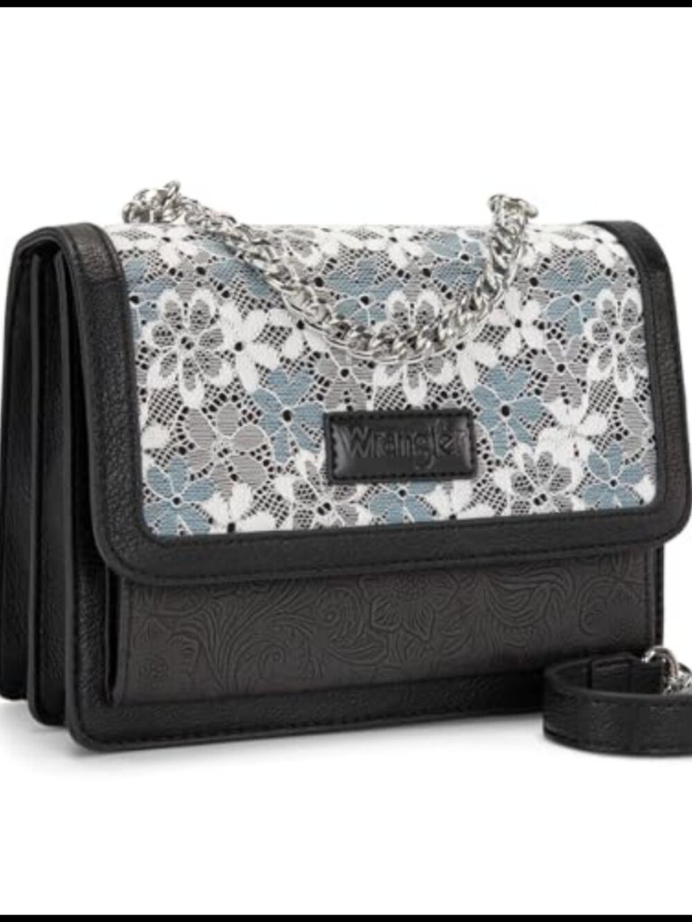Wrangler Floral Tooled Crossbody Purse Chain Strap Shoulder Bag Clutch Wallet
